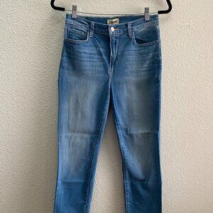 EUC L'Agence High Rise Cropped Slim Camden Jeans 27 x 26 Medium Wash Raw Hem